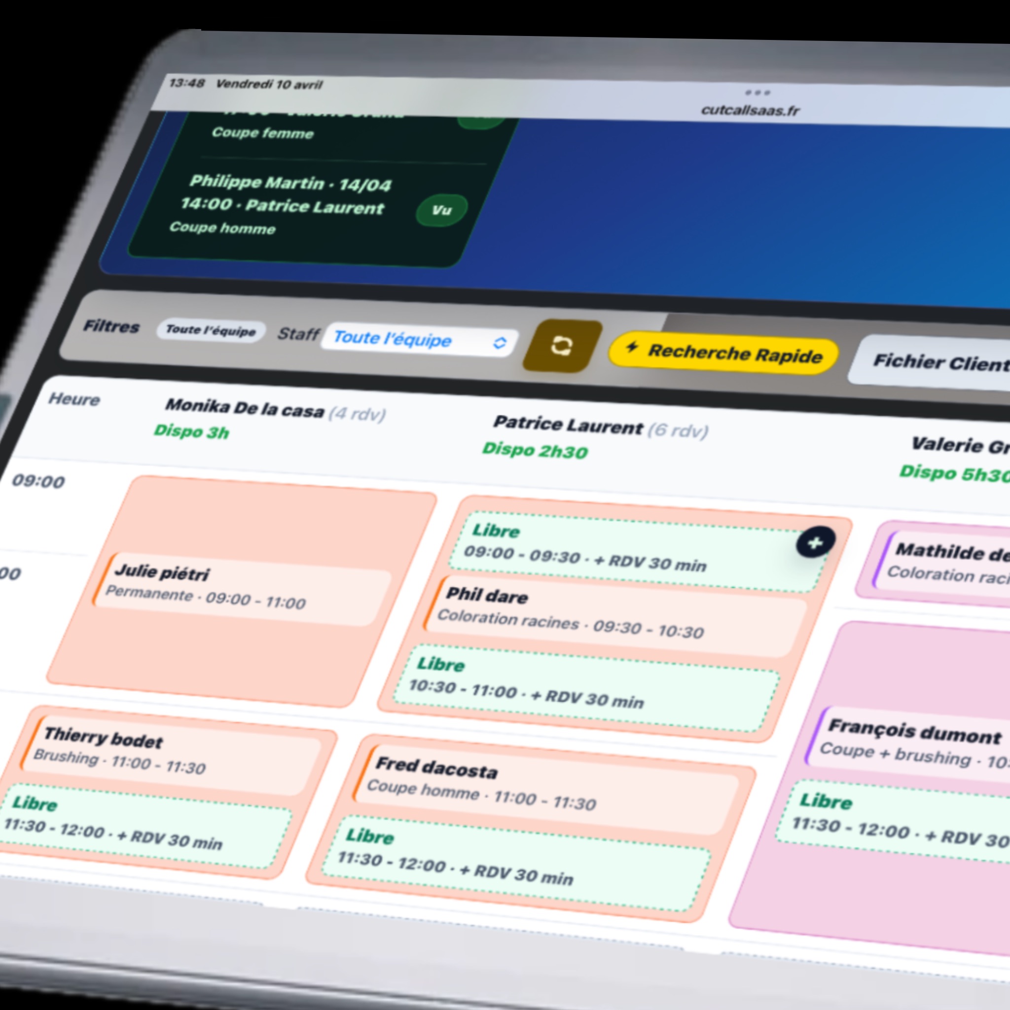 Capture application CutCall dashboard